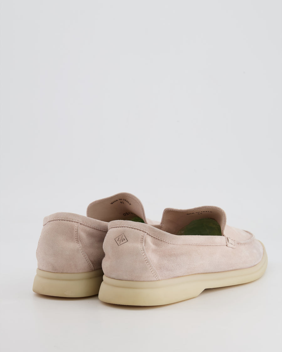 Loro Piana Light Pink Suede Summer Walk Loafers Size EU 41 RRP £775