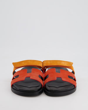 *FIRE PRICE* Hermès Orange Suede Chypre Sandals Size EU 40