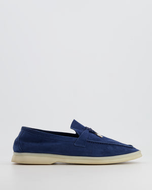 Loro Piana Navy Blue Suede Summer Charm Walk Loafers Sizer EU 41 RRP £795