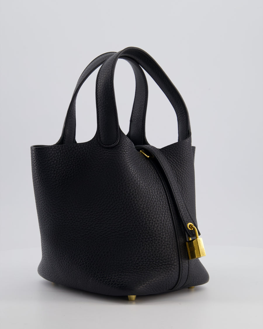 *FIRE PRICE* Hermes Picotin Lock 18cm in Noir Clemence Leather with Gold Hardware