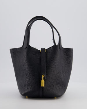 *FIRE PRICE* Hermes Picotin Lock 18cm in Noir Clemence Leather with Gold Hardware