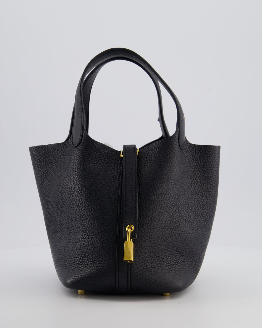 *FIRE PRICE* Hermes Picotin Lock 18cm in Noir Clemence Leather with Gold Hardware