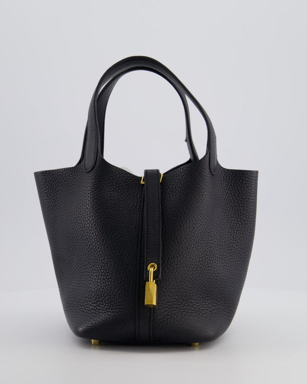 *FIRE PRICE* Hermes Picotin Lock 18cm in Noir Clemence Leather with Gold Hardware