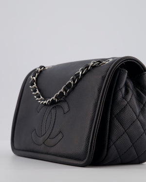 Chanel Black Classic Medium Timeless CC Flap Bag in Caviar Leather with Silver Hardware