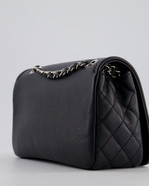 Chanel Black Classic Medium Timeless CC Flap Bag in Caviar Leather with Silver Hardware