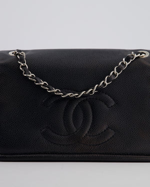 Chanel Black Classic Medium Timeless CC Flap Bag in Caviar Leather with Silver Hardware