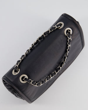 Chanel Black Classic Medium Timeless CC Flap Bag in Caviar Leather with Silver Hardware