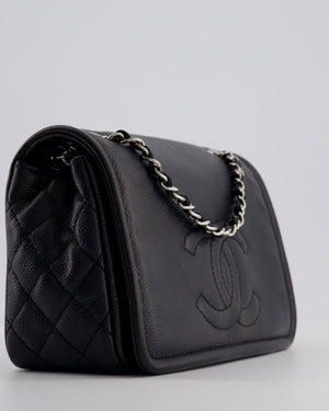 Chanel Black Classic Medium Timeless CC Flap Bag in Caviar Leather with Silver Hardware