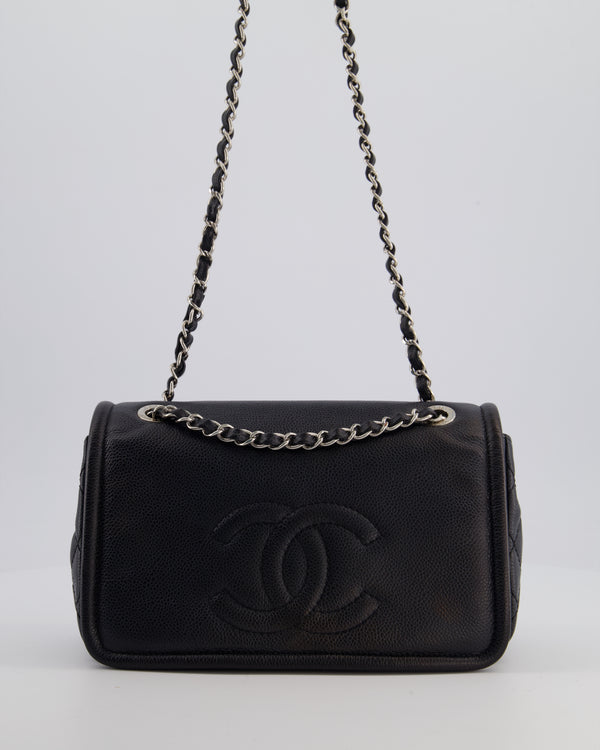Chanel Black Classic Medium Timeless CC Flap Bag in Caviar Leather with Silver Hardware