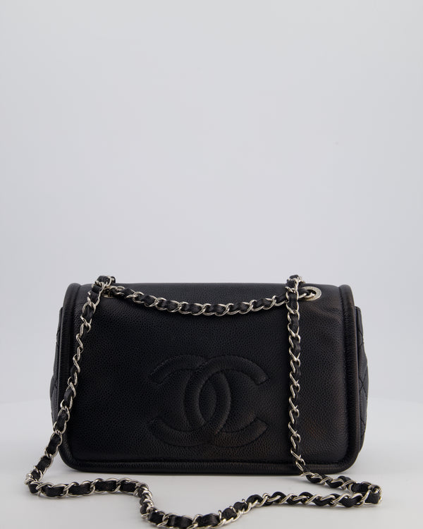 Chanel Black Classic Medium Timeless CC Flap Bag in Caviar Leather with Silver Hardware