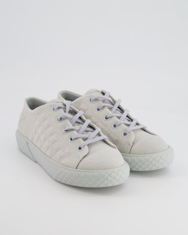 Chanel Baby Blue Canvas Trainers with Rubber Sole and CC Logo Detail Size EU 38