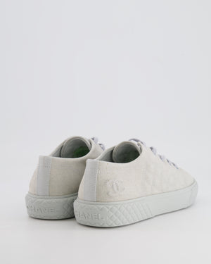 Chanel Baby Blue Canvas Trainers with Rubber Sole and CC Logo Detail Size EU 38
