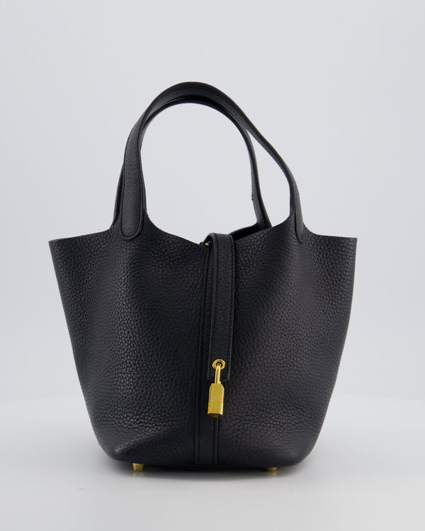*FIRE PRICE* Hermes Picotin Lock 18cm in Noir Clemence Leather with Gold Hardware