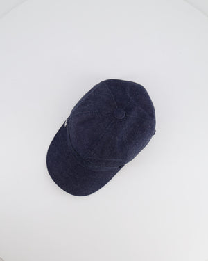 Hermès Denim Joanne Cap with Silver Logo Charm Detail Size 57 RRP £500