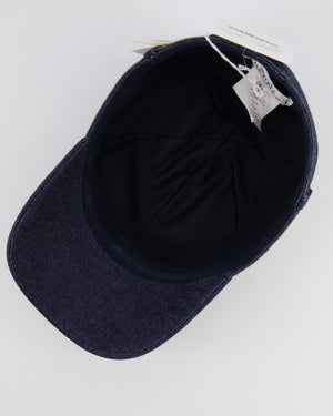 Hermès Denim Joanne Cap with Silver Logo Charm Detail Size 57 RRP £500