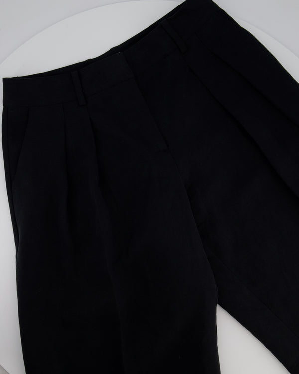 Frankie Shop Linen Black Bermuda Pleated Shorts Size S (UK 8)