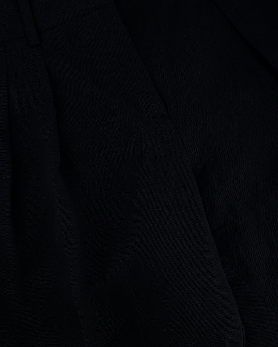 Frankie Shop Linen Black Bermuda Pleated Shorts Size S (UK 8)