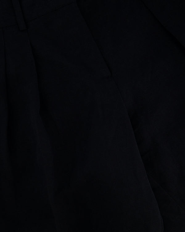 Frankie Shop Linen Black Bermuda Pleated Shorts Size S (UK 8)