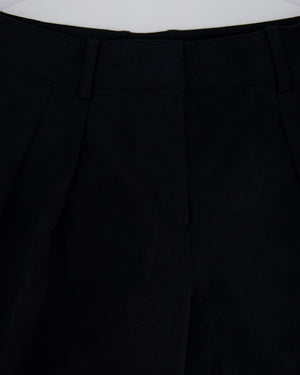 Frankie Shop Linen Black Bermuda Pleated Shorts Size S (UK 8)