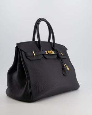 Hermès Birkin 35 Retourne Bag in Black Togo Leather with Gold Hardware