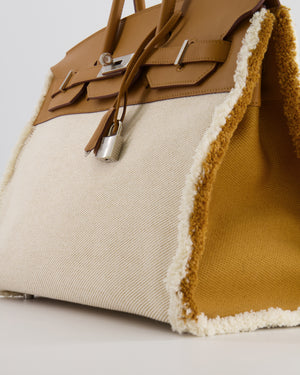 Hermès Birkin 35cm Bag in Sesame Swift and Twill H Canvas Fraye with Palladium Hardware
