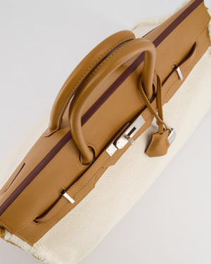 Hermès Birkin 35cm Bag in Sesame Swift and Twill H Canvas Fraye with Palladium Hardware