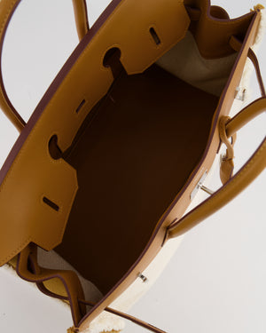 Hermès Birkin 35cm Bag in Sesame Swift and Twill H Canvas Fraye with Palladium Hardware
