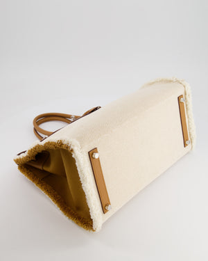 Hermès Birkin 35cm Bag in Sesame Swift and Twill H Canvas Fraye with Palladium Hardware
