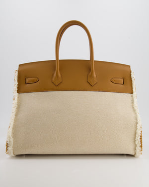 Hermès Birkin 35cm Bag in Sesame Swift and Twill H Canvas Fraye with Palladium Hardware