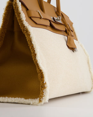 Hermès Birkin 35cm Bag in Sesame Swift and Twill H Canvas Fraye with Palladium Hardware