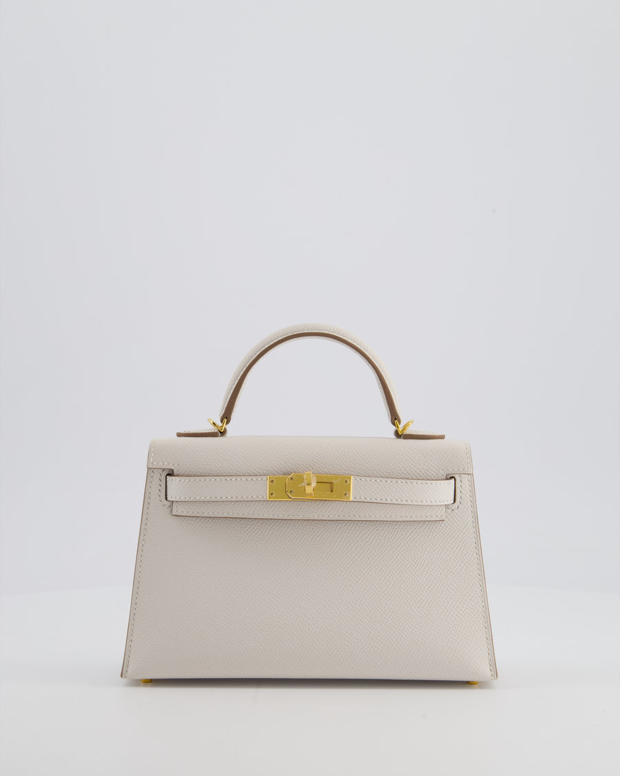 *HOT* Hermès Mini Kelly II 20cm in Gris Pale Epsom Leather with Gold Hardware