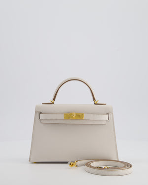 *HOT* Hermès Mini Kelly II 20cm in Gris Pale Epsom Leather with Gold Hardware