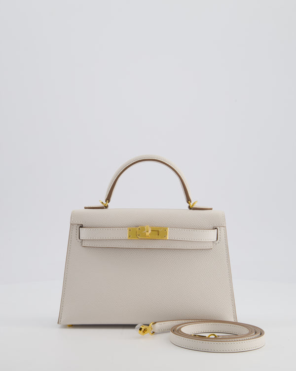 *HOT* Hermès Mini Kelly II 20cm in Gris Pale Epsom Leather with Gold Hardware
