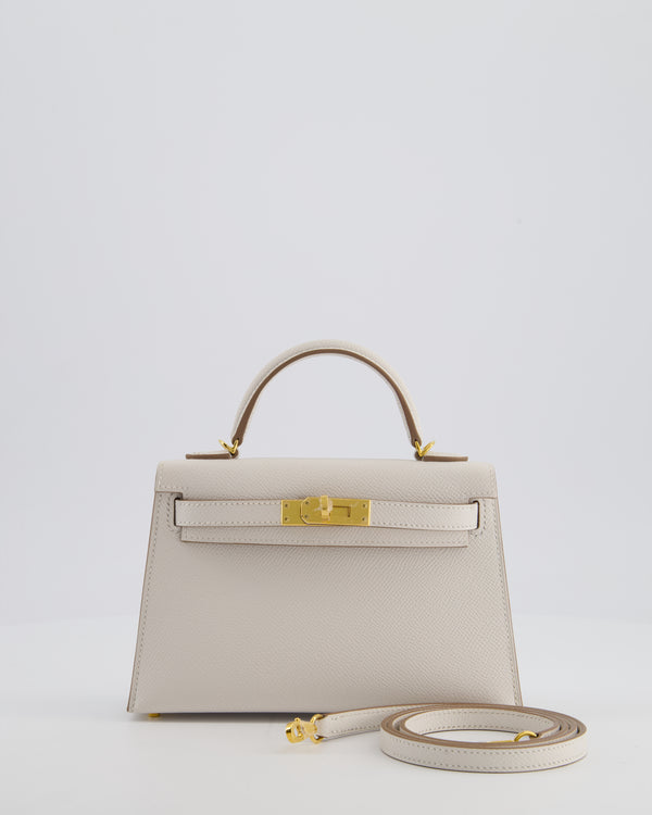 *HOT* Hermès Mini Kelly II 20cm in Gris Pale Epsom Leather with Gold Hardware