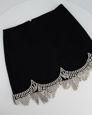 Area Black Mini Skirt With Crystal Scallop Detail Size US 2 (UK 6)