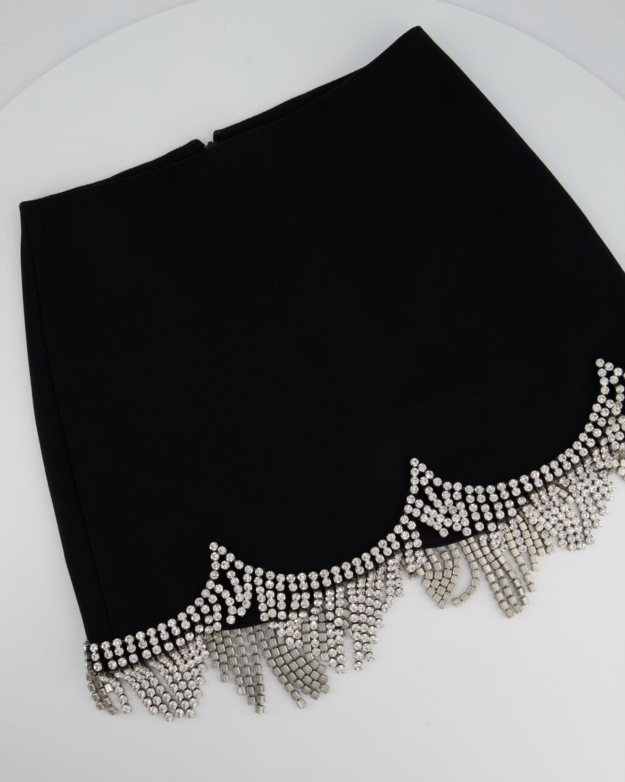 Area Black Mini Skirt With Crystal Scallop Detail Size US 2 (UK 6)