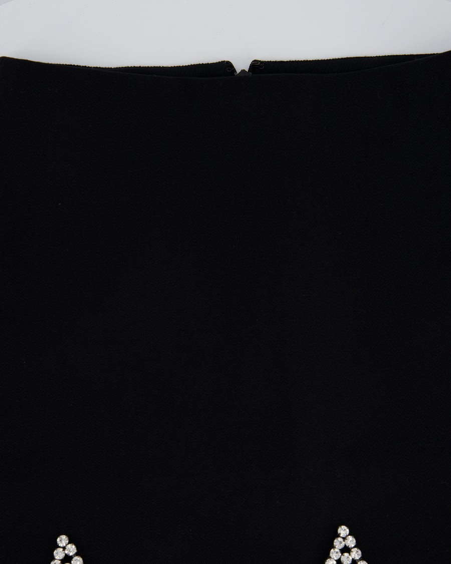 Area Black Mini Skirt With Crystal Scallop Detail Size US 2 (UK 6)