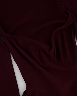 Khaite Burgundy Long Sleeve Mini Dress with Wide Neckline Size S (UK 8)