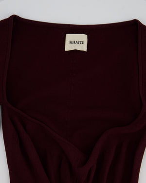 Khaite Burgundy Long Sleeve Mini Dress with Wide Neckline Size S (UK 8)