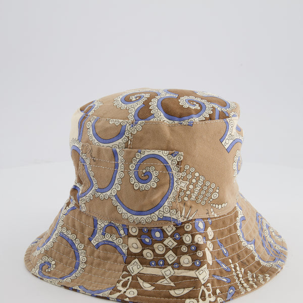 Emilio Pucci Brown White and Blue Patterned Bucket Hat EMILIO PUCCI VINTAGE Bucket Hat Multicolor Blue Size I Made  main image 4
