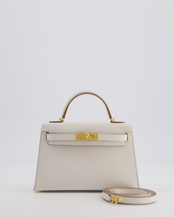 *HOT* Hermès Mini Kelly II 20 Bag in Gris Pale Epsom Leather with Gold Hardware