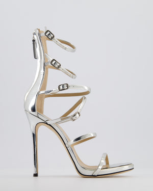 Giuseppe Zanotti Silver 'Margaret' Heels with Silver Metal Buckle Detail EU 39