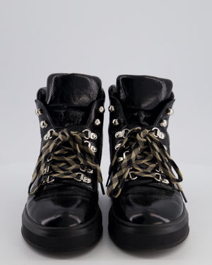 Chanel Black Quilted Patent Leather Ankle Boots EU 39