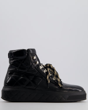Chanel Black Quilted Patent Leather Ankle Boots EU 39