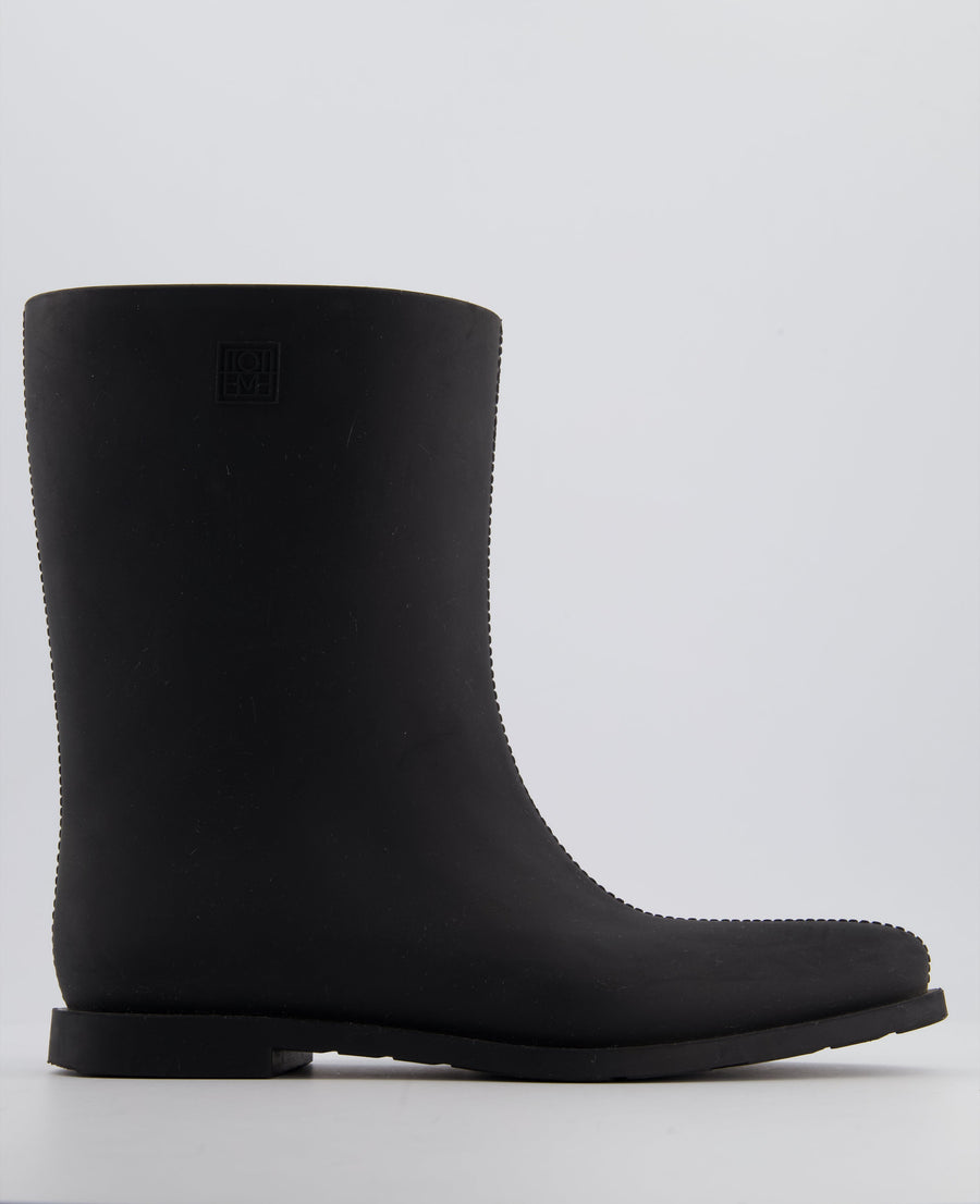 Toteme Black Rubber Rain Ankle Boots Size EU 39