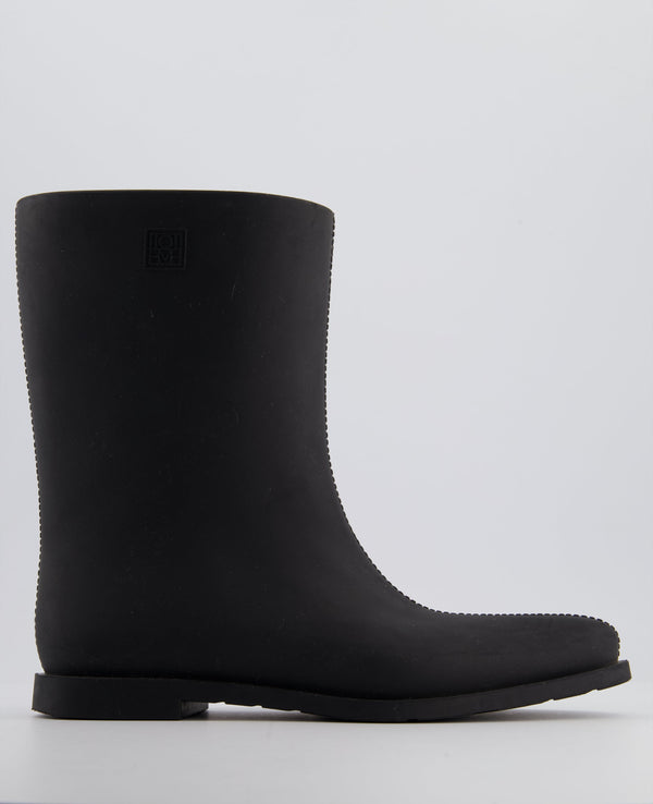 Toteme Black Rubber Rain Ankle Boots Size EU 39