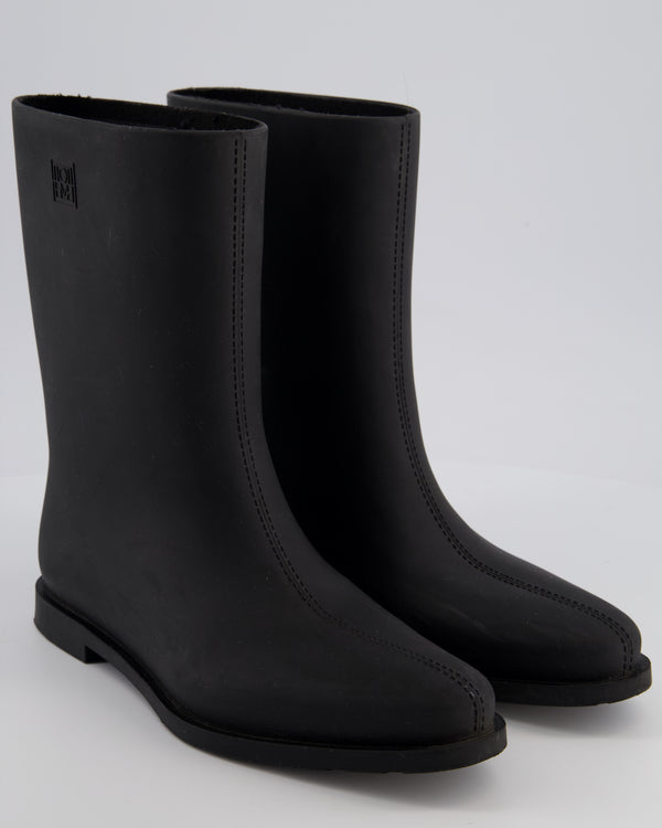 Toteme Black Rubber Rain Ankle Boots Size EU 39