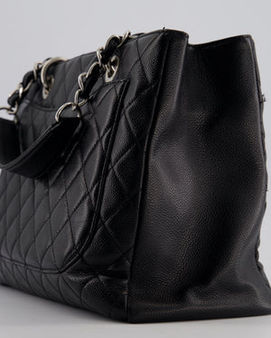 Chanel GST Grand Shopper Tote Bag in Black Caviar with Silver Hardware