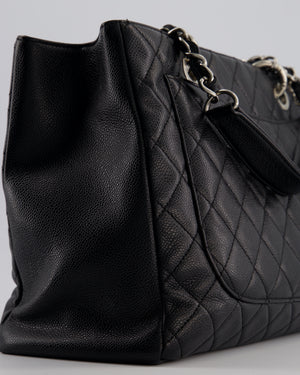 Chanel GST Grand Shopper Tote Bag in Black Caviar with Silver Hardware