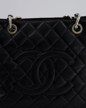 Chanel GST Grand Shopper Tote Bag in Black Caviar with Silver Hardware